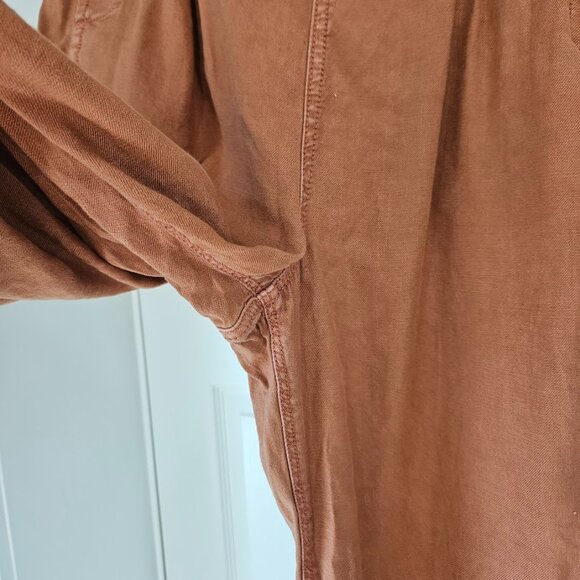 American Eagle Orange Wide Leg Trousers Pants High Waisted Rust Linen Women's 10 - Picture 5 of 10